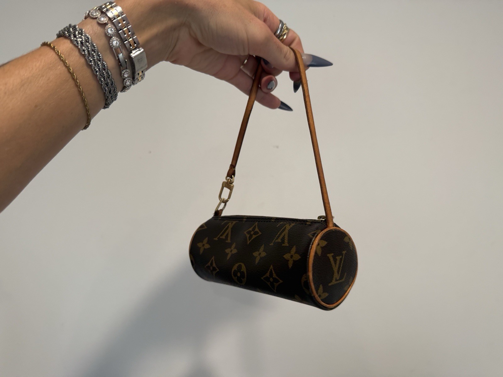Auth LOUIS VUITTON Monogram Papillon Attached Pouch Mini Bag Pochette Genuine