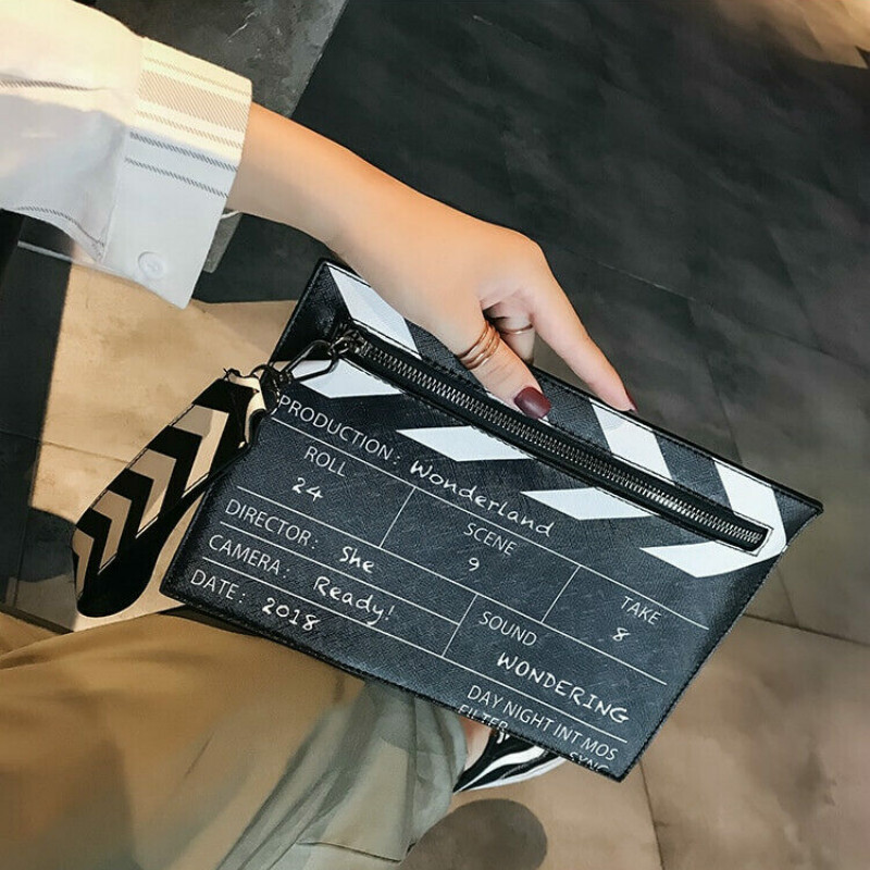 Movie Table Clapper Board Shoulder Bag Scene Film Zipper Handbag Purse Trench