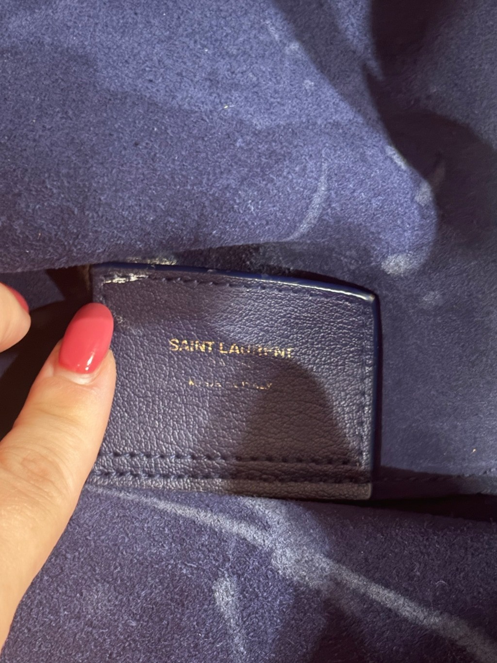 Saint Laurent Paris Large Royal Blue Leather Shopping Tote Pouch flaw