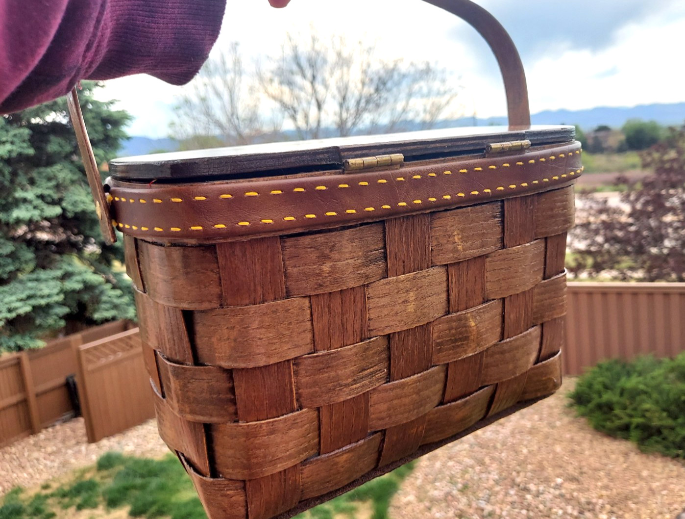 Signed Caro Nan Wood Basket Purse ~ Horse Racing Theme for Hershey Country Club