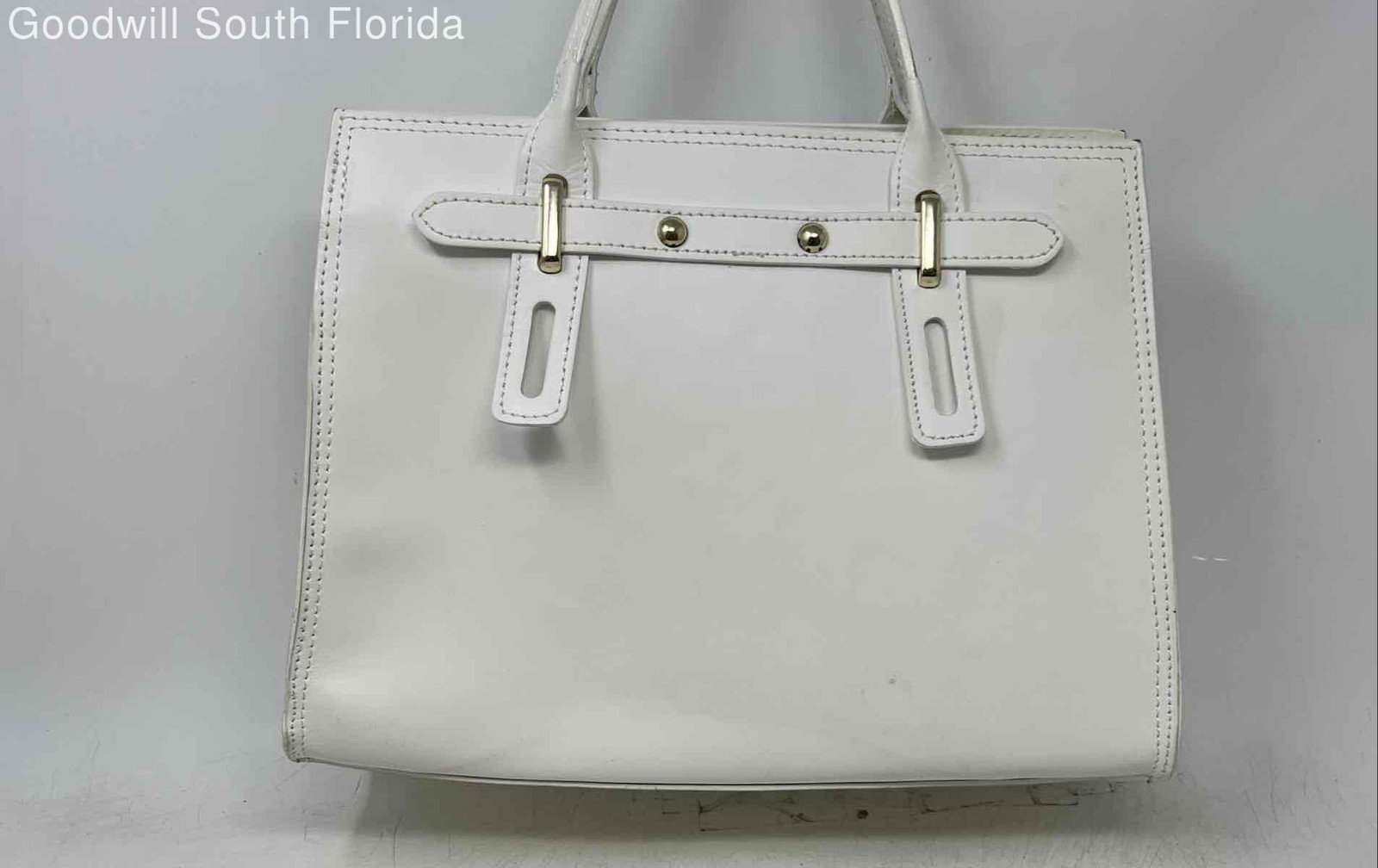 Unbranded Womens White Double Handle Shoulder Satchel Purse No Strap