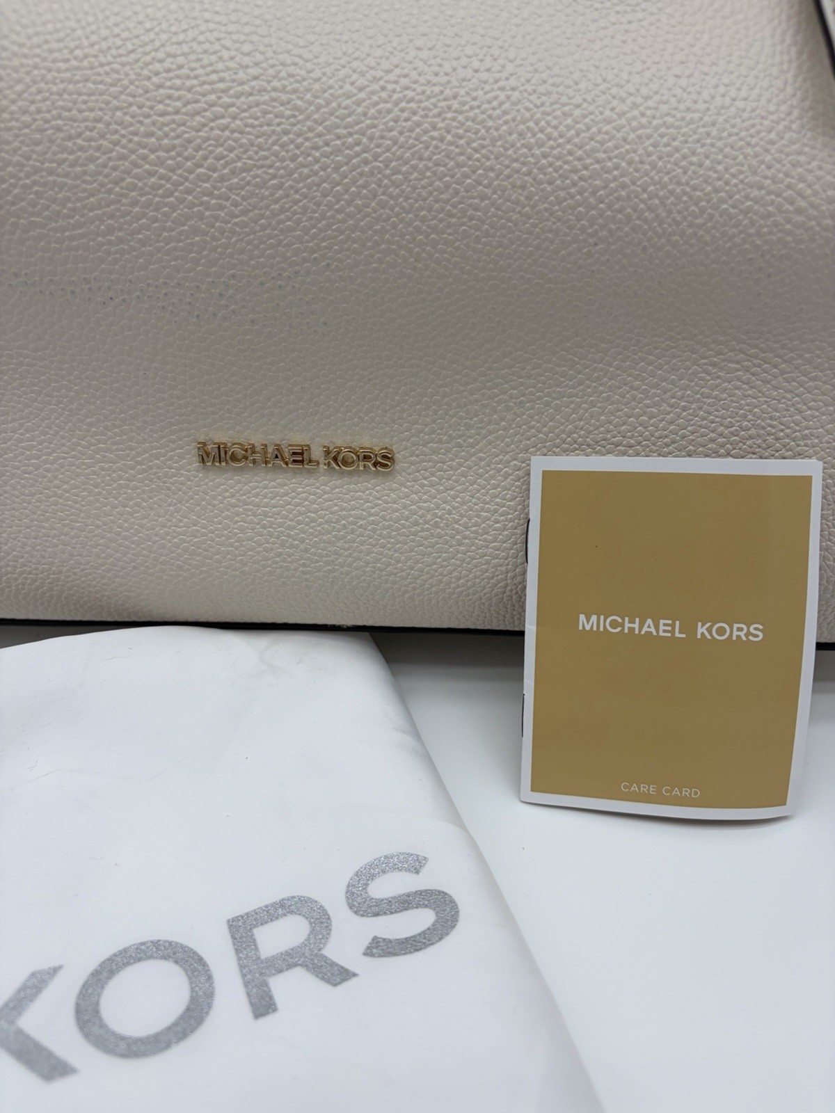 Michael Kors Large Cream Pebbled Hobo Shoulder Slouch Bag Gold Hardware