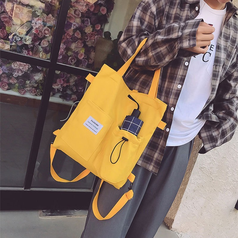 Harajuku Canvas Backpack Women Cute School Bag Korean Preppy Tote Shoulder Bag
