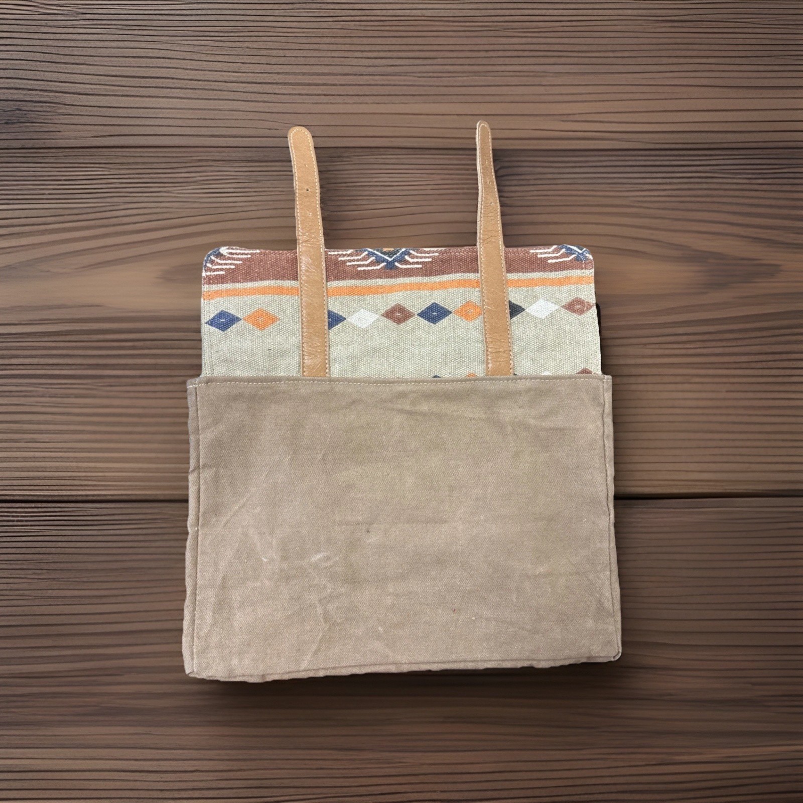 HopoFly Women’s Leather & Canvas Computer/Laptop Bag Multicolor Boho EUC