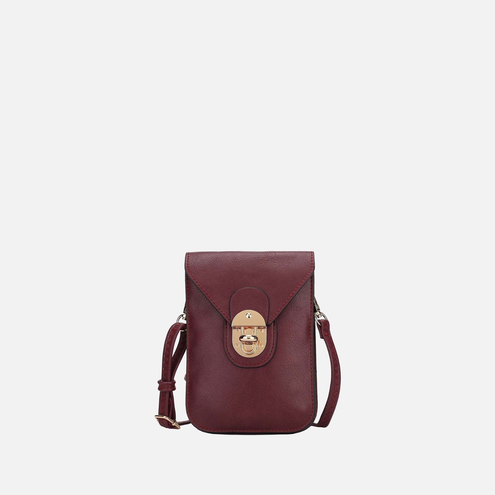 Petite-Fit Vegan Leather Turnlock Crossbody | Gold Hardware | Compact Organizer