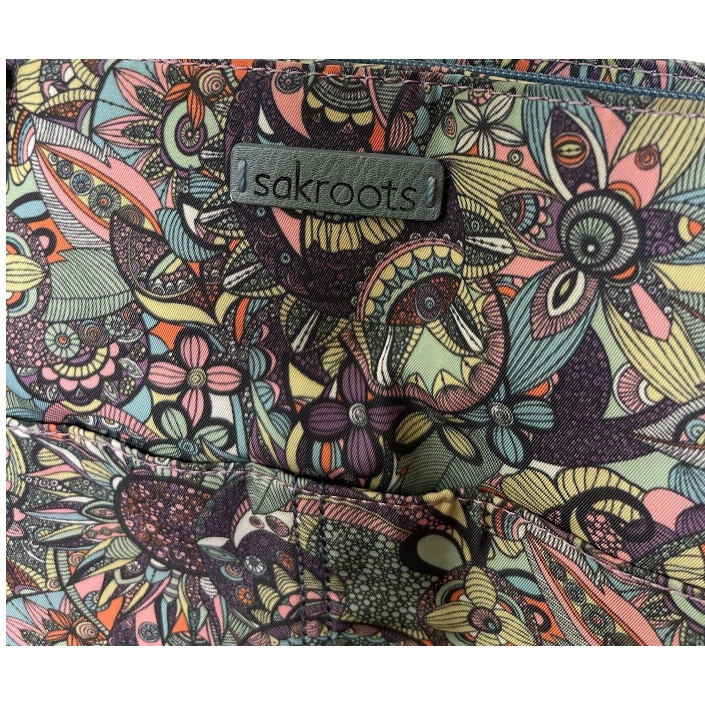 Sakroots Multicolored Psychedelic Floral Coated Canvas Tote Shoulder Bag 0087