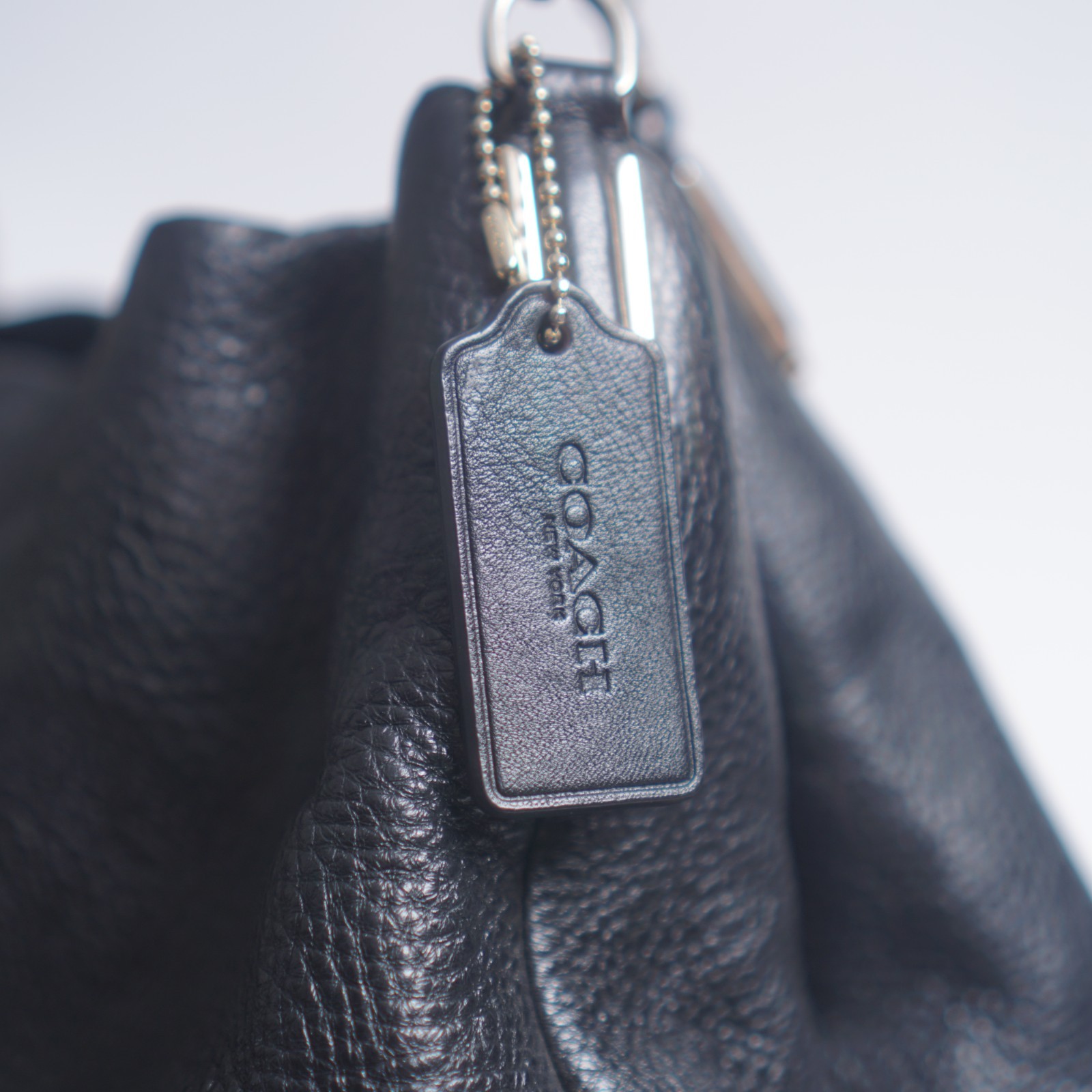 COACH 2014 Phoebe Black Pebbled Leather Triple Compartment Shoulder Bag – F34495