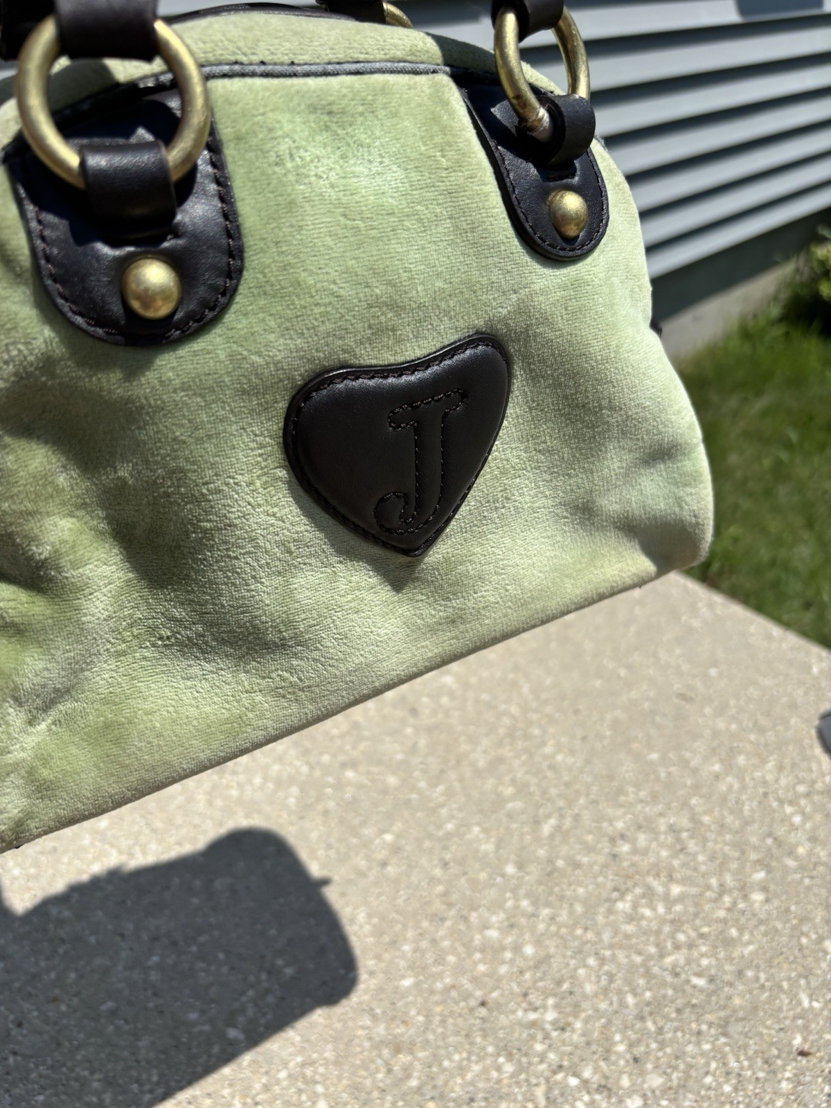 Vintage Juicy Couture Royal Juicy Bowler Green & Brown Satchel Bag Purse Y2K