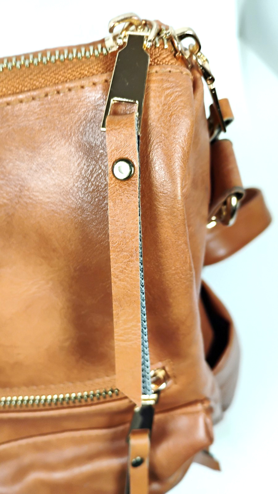 Modem & Chic Cognac Convertible Backpack Purse Boho Reversible SW Strap