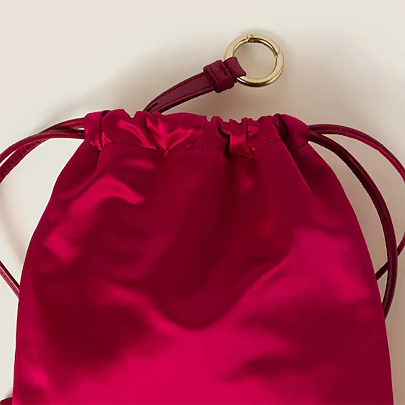MIU MIU Classic Logo Logo Drawstring Closure Clutch Women’s Rose Red 7×8.2 in