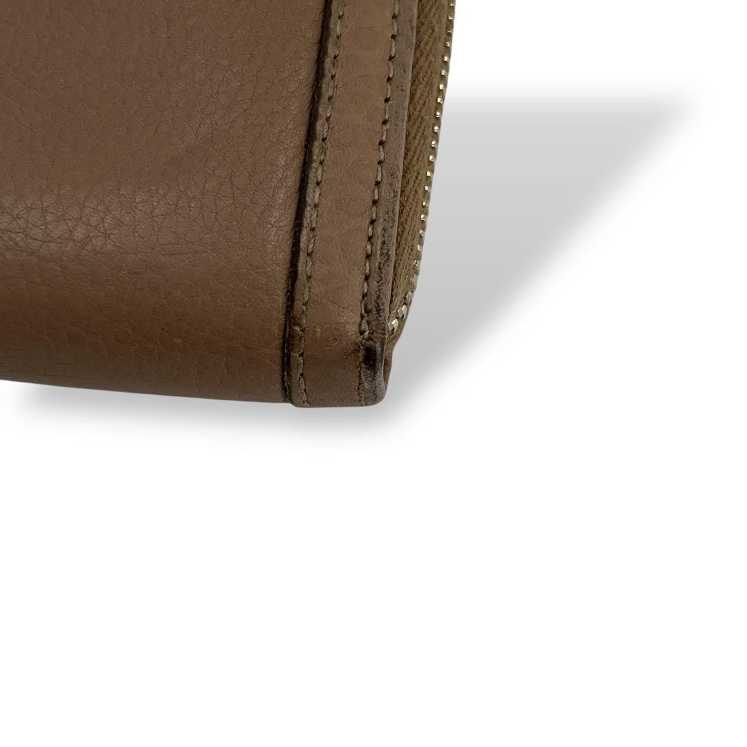 Gucci long Wallet zip around bamboo ribbon beige excellent gift F/S