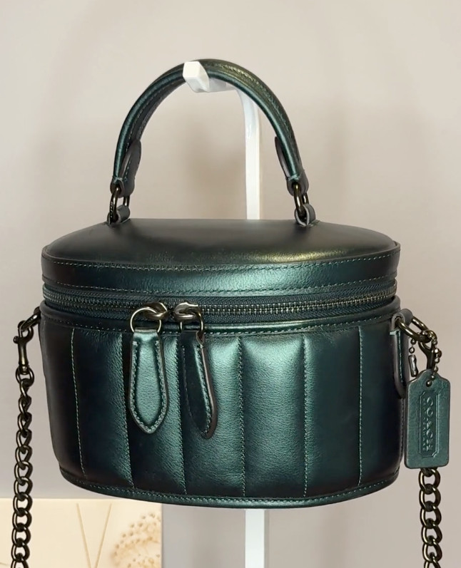 Coach Originals Quilted Metallic Green Trail Bag NWOT C6347 Crossbody Top Handle