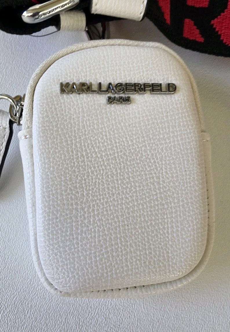 Karl Lagerfeld Paris Red Hearts White Crossbody Handbag with Coin Bag