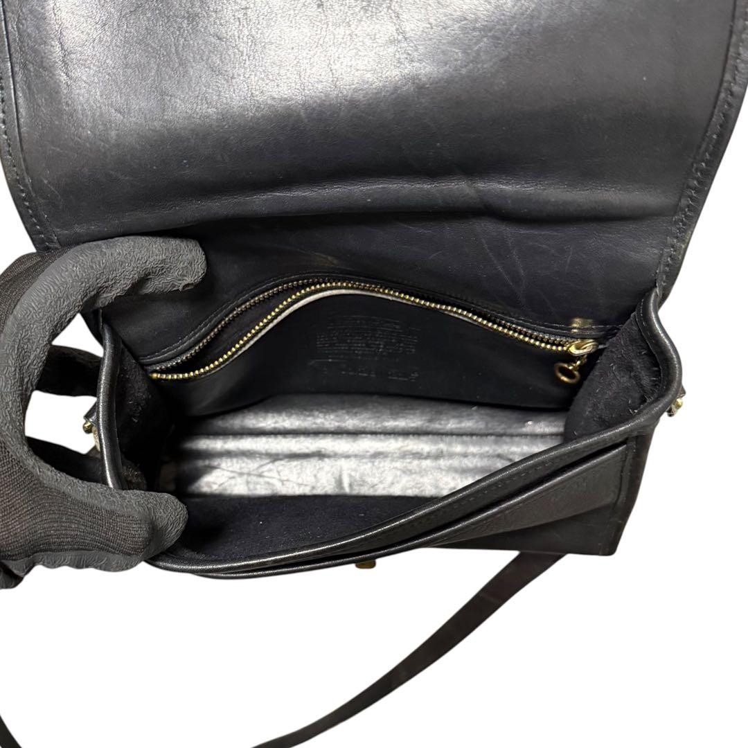 Old Coach Shoulder Bag 2way Leather Black Turn Lock Vintage