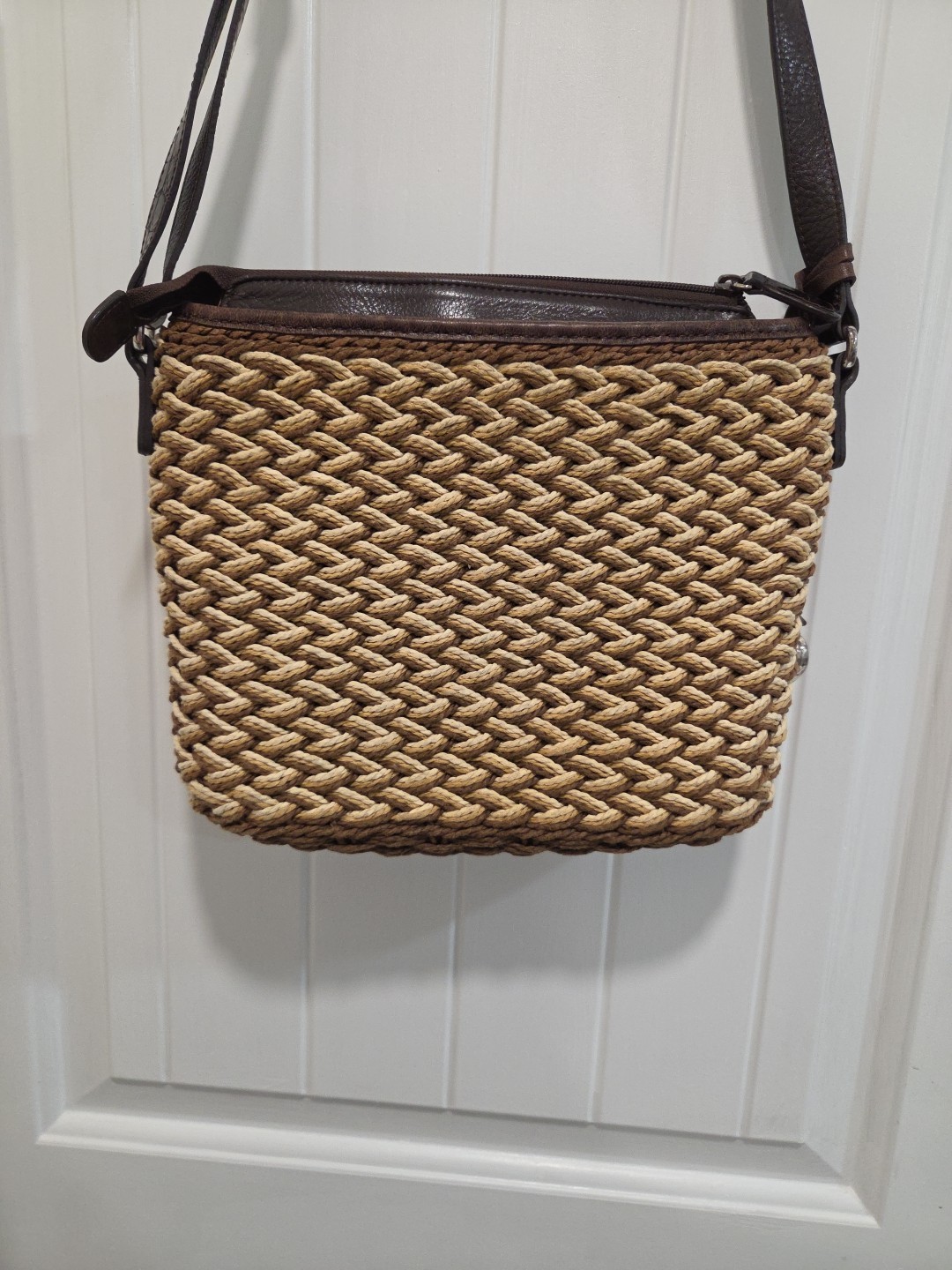 Brighton Braided Woven Straw Crossbody Messenger Purse