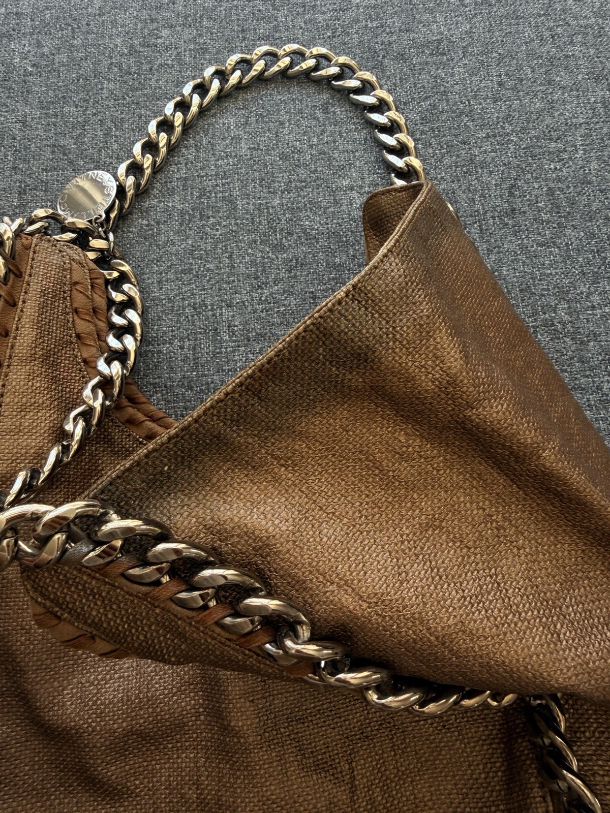 Stella McCartney Falabella Large Bronze/Gold Chain Shoulder Slouchy Bag Tote