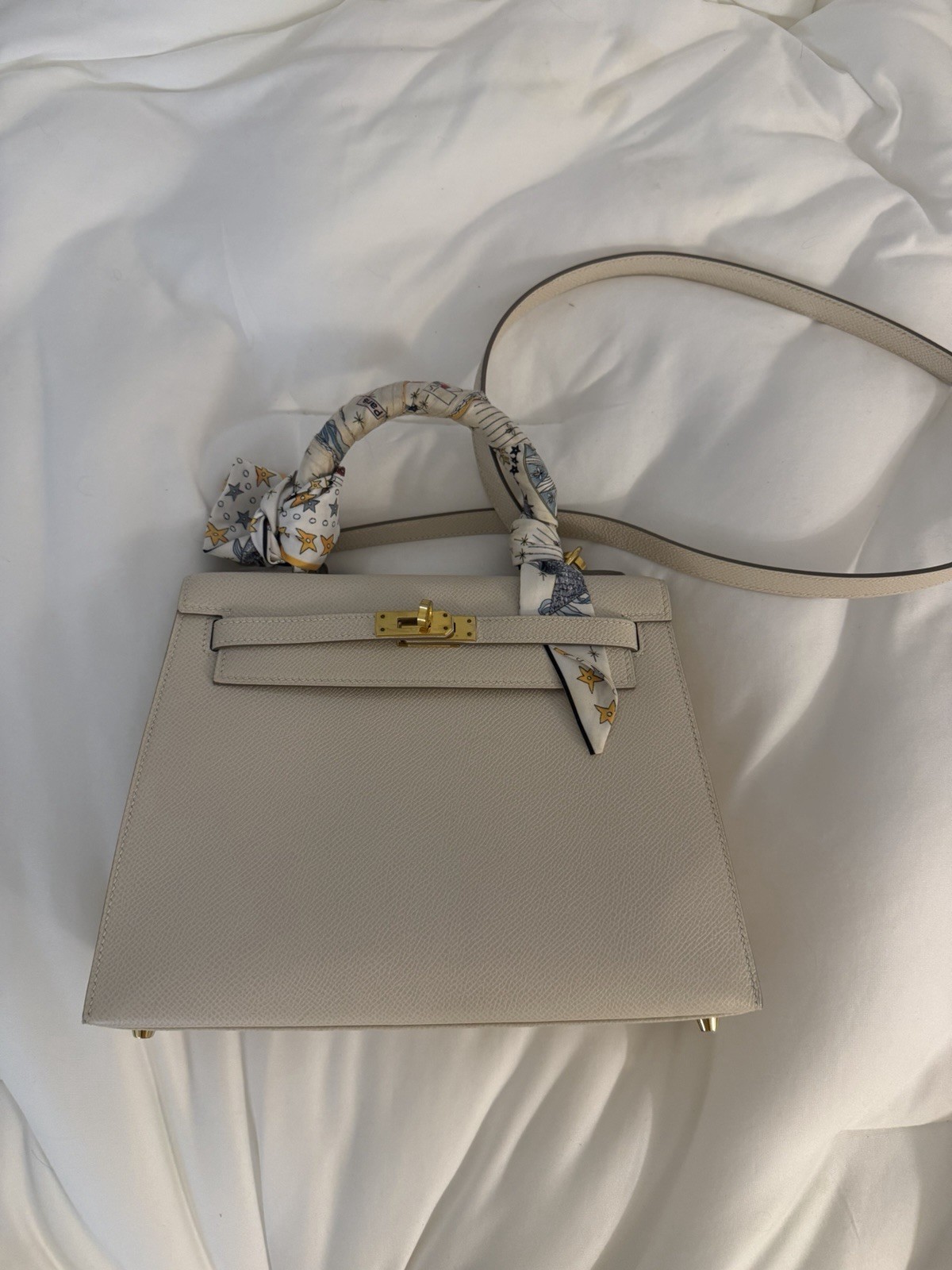 Hermes Kelly 25 Sellier – Epsom Leather – Gold Hardware – Light Neutral Color