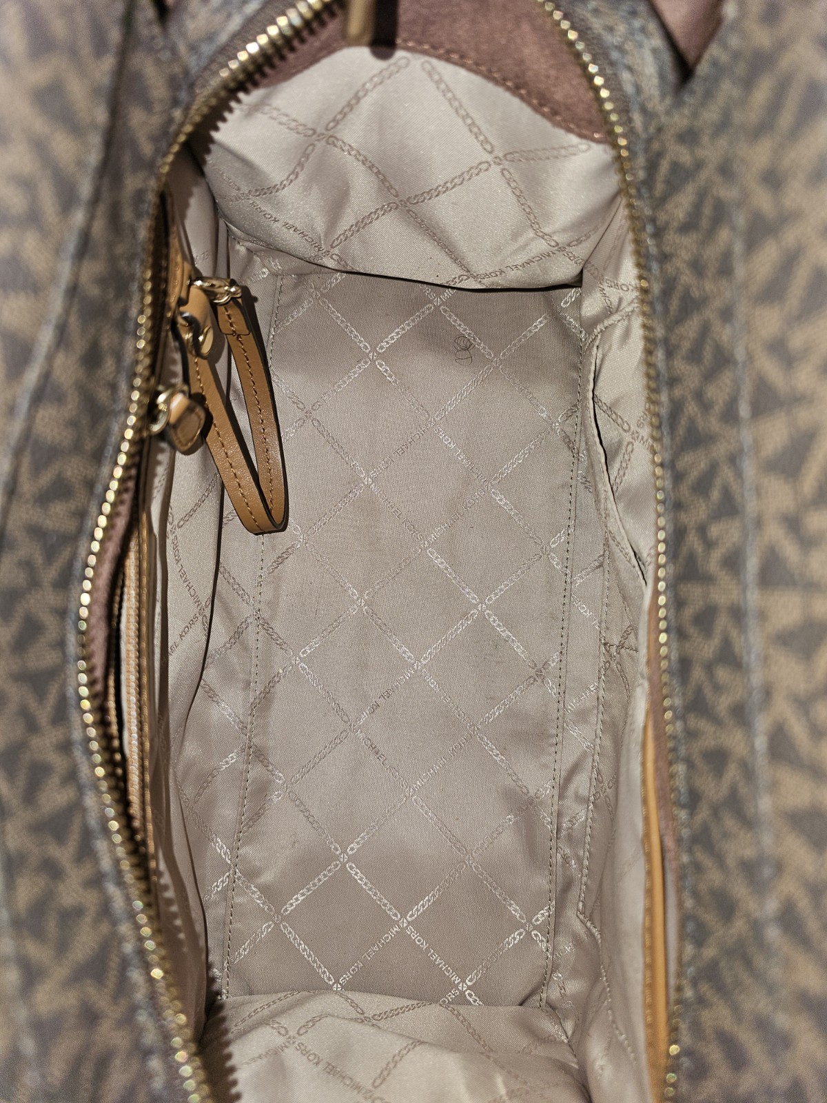 Michael Kors Hamilton Brown MK Logo Satchel Tote Crossbody Purse Bag