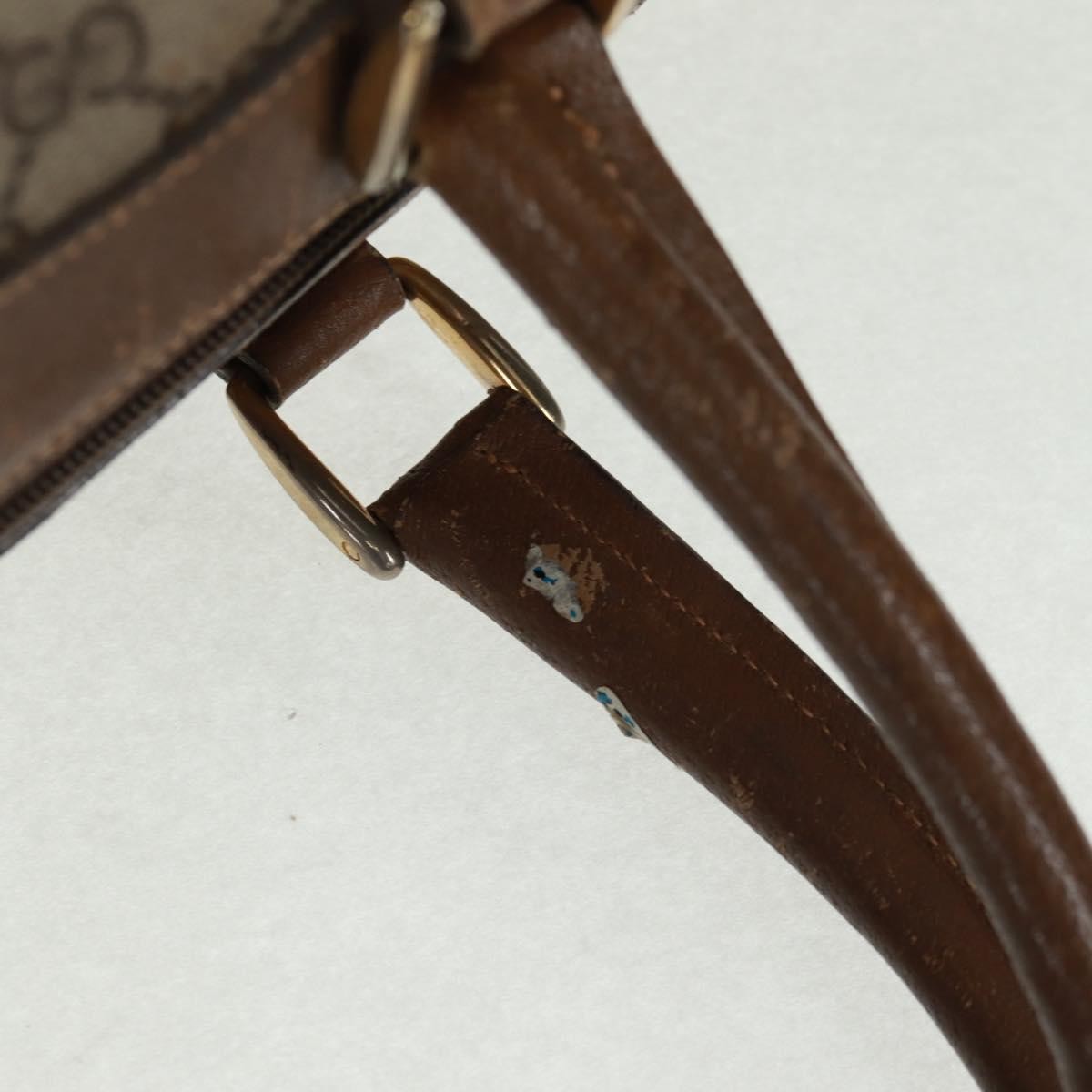 GUCCI GG Supreme Web Sherry Line Boston Bag PVC Beige Gold Auth 158687