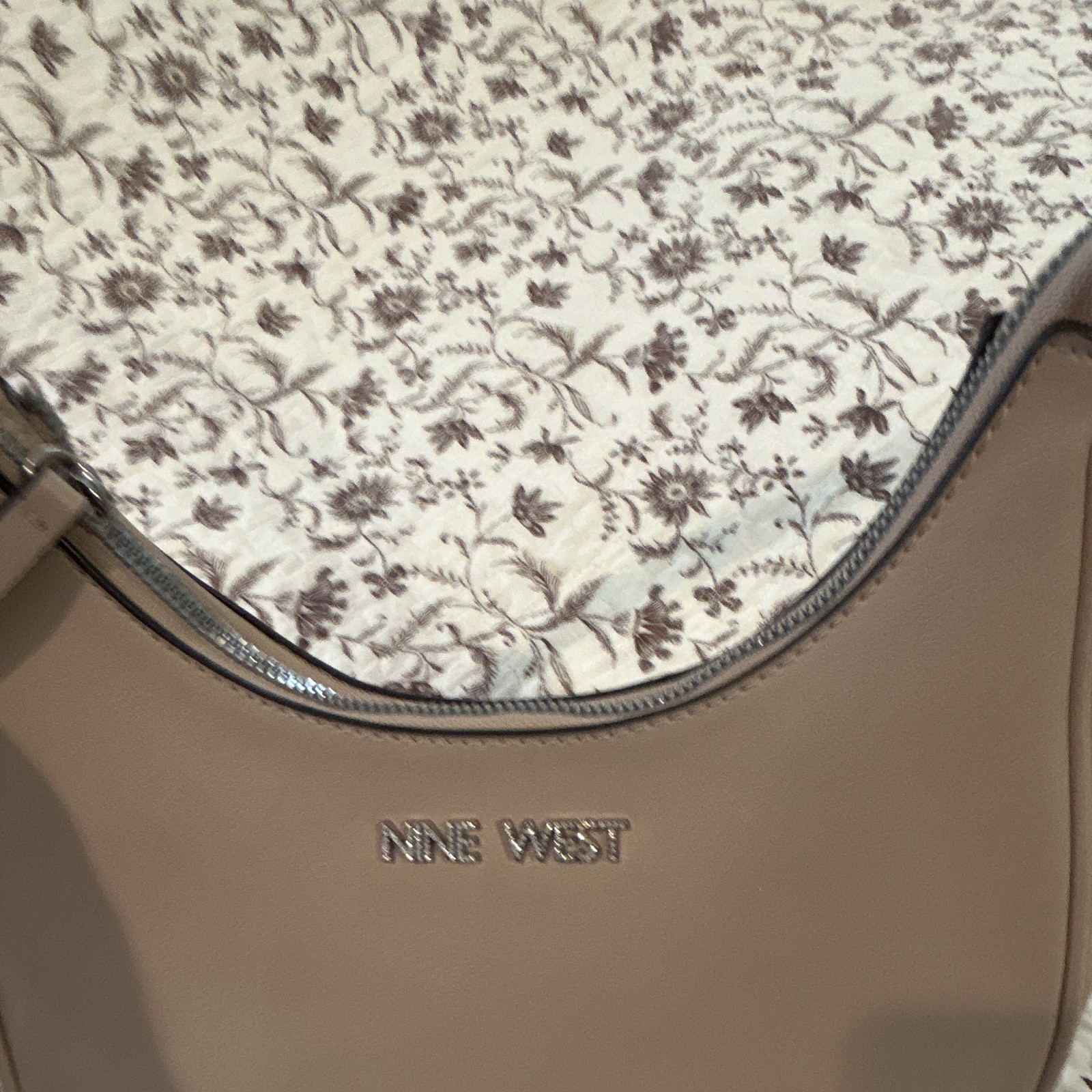 Nine West Blush Pink Crescent Shoulder Bag Zip Top, Rhinestone/Silver Hardware