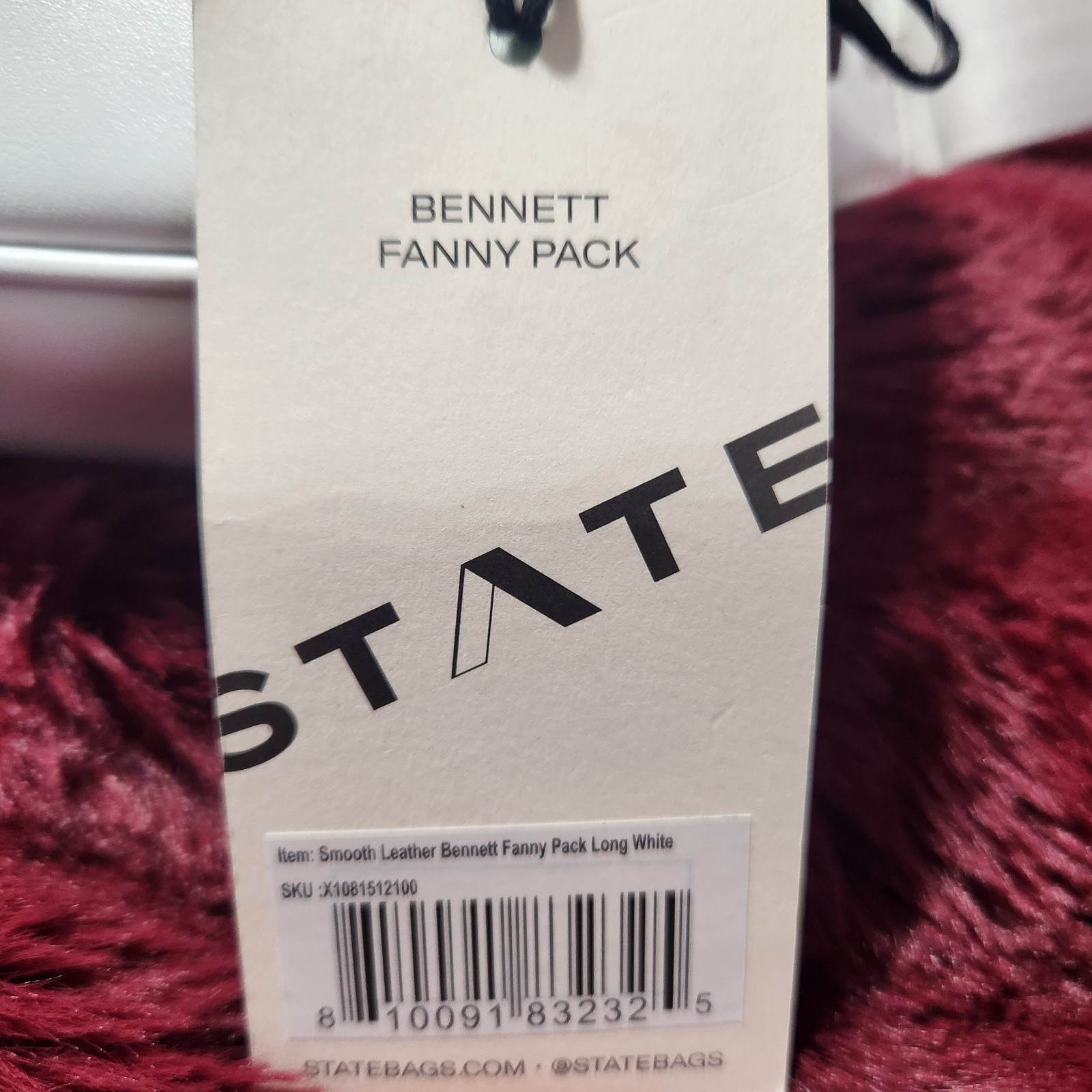 STATE Bennett Fanny Pack White Smooth Leather Crossbody Waist Belt Bag Purse NWT