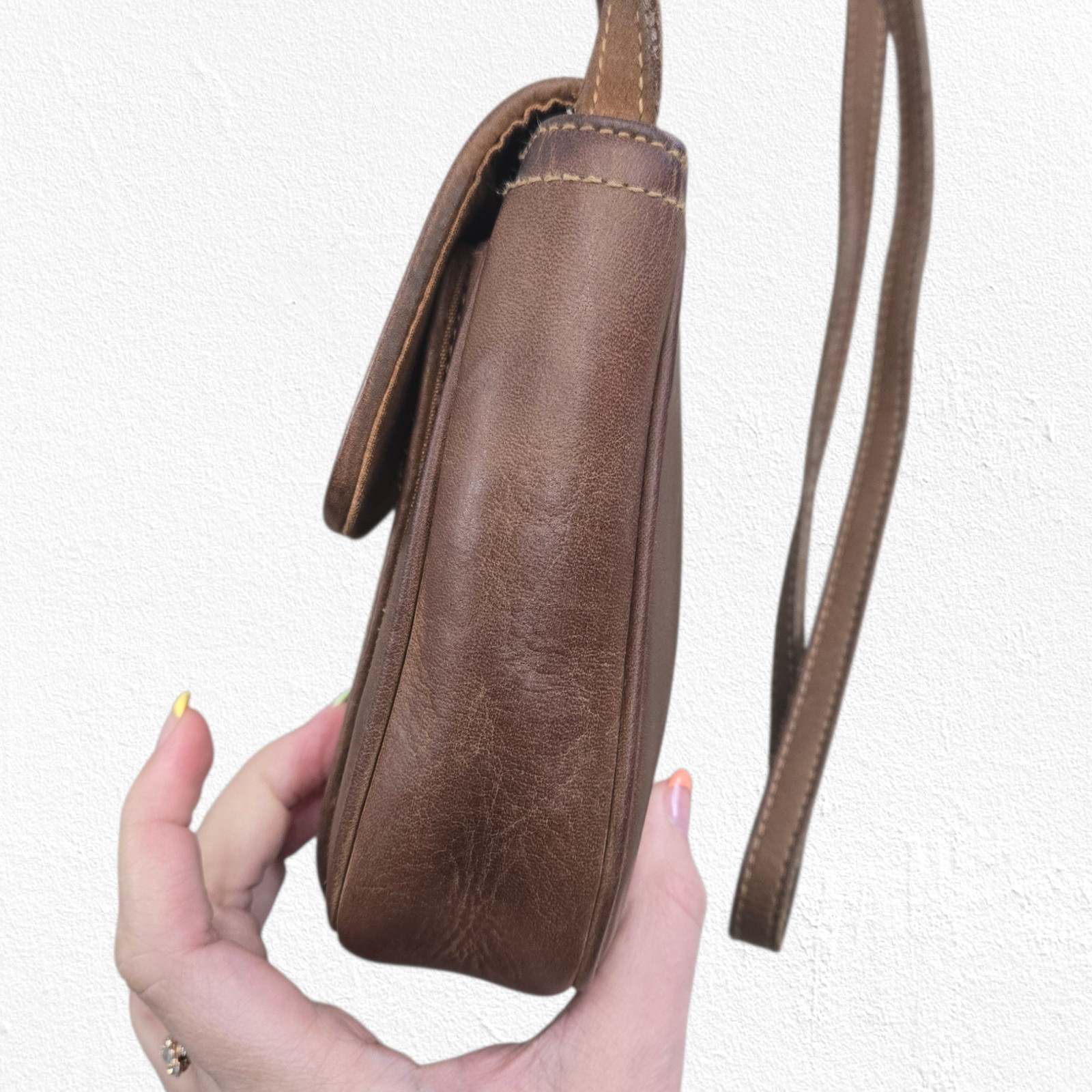 Vintage 90s G.H. Bass Leather Crossbody Bag Brown Mini Wallet Purse Phone Case