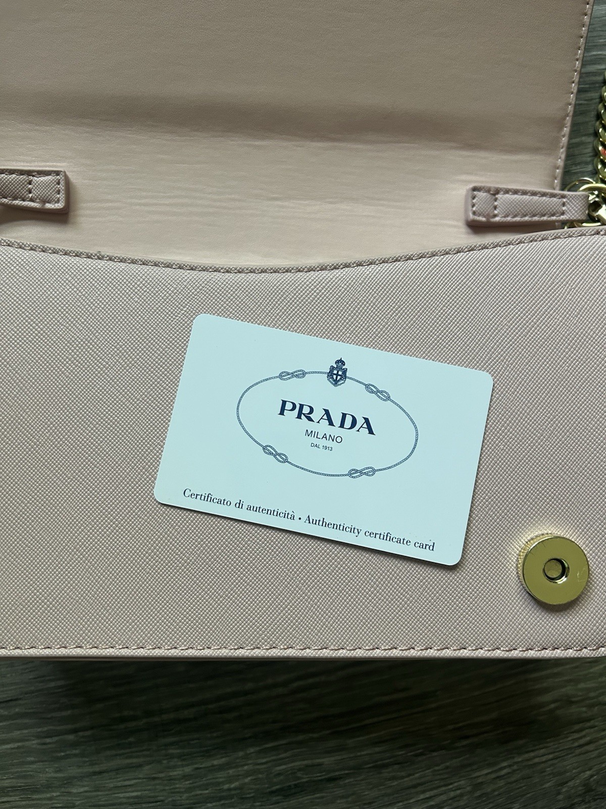 Prada Pink Small Crossbody Bag Wallet on Chain Gold Hardware Magnetic Closure