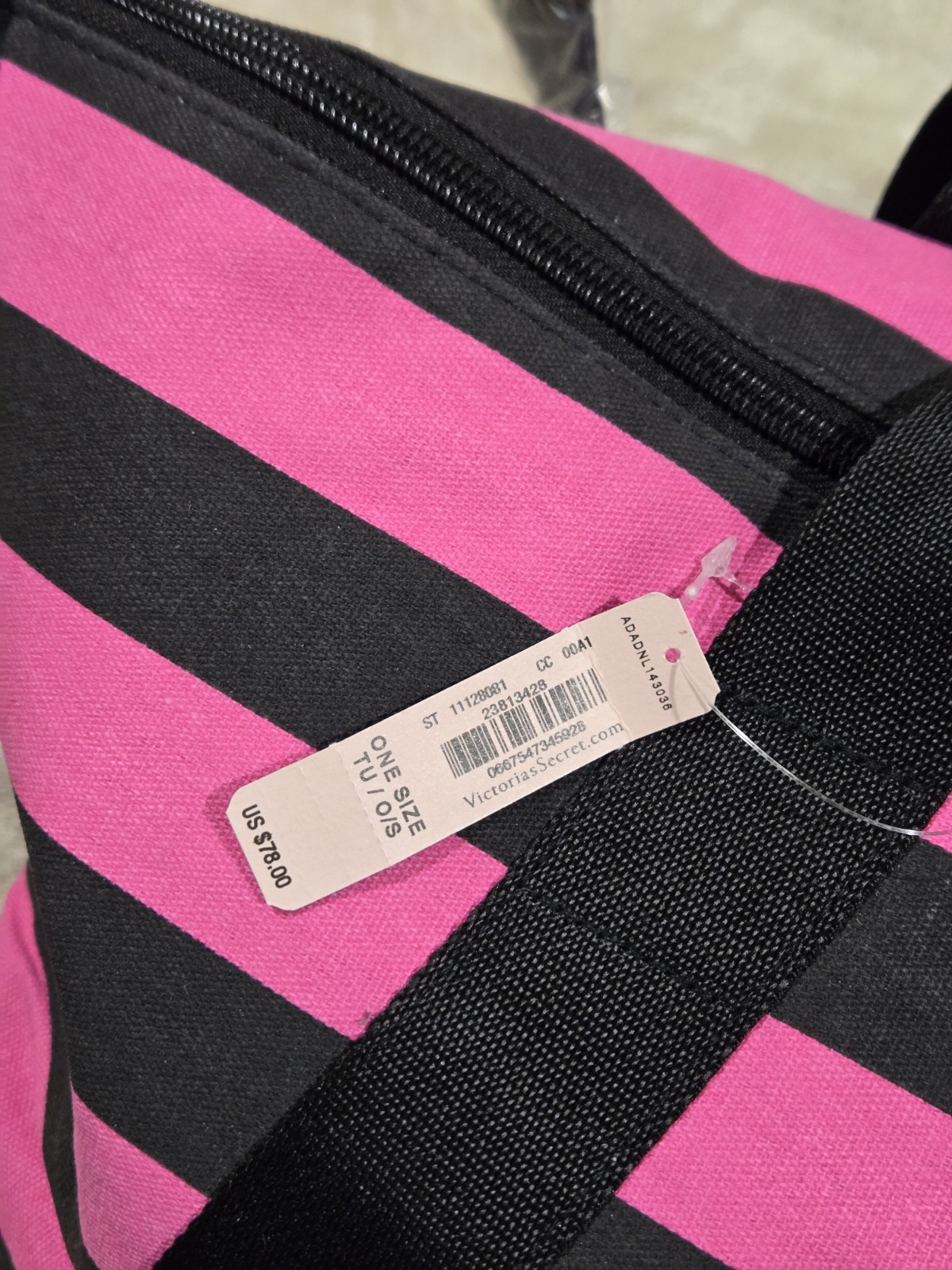 Victoria’s Secret Pink Canvas Bag Expandable Weekender Tote Beach Striped NWT