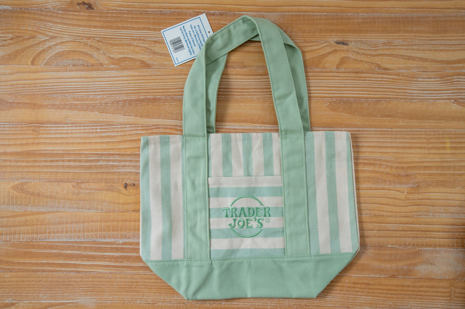 NWT Trader Joes Pastel Stripe Mini Canvas Tote Bag – Limited Edition, 4 Colors