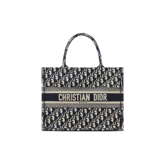 DIOR BookTote Embroidered Handbag Medium Women’s Cowboy Blue 14.2*6.5*10.8 in