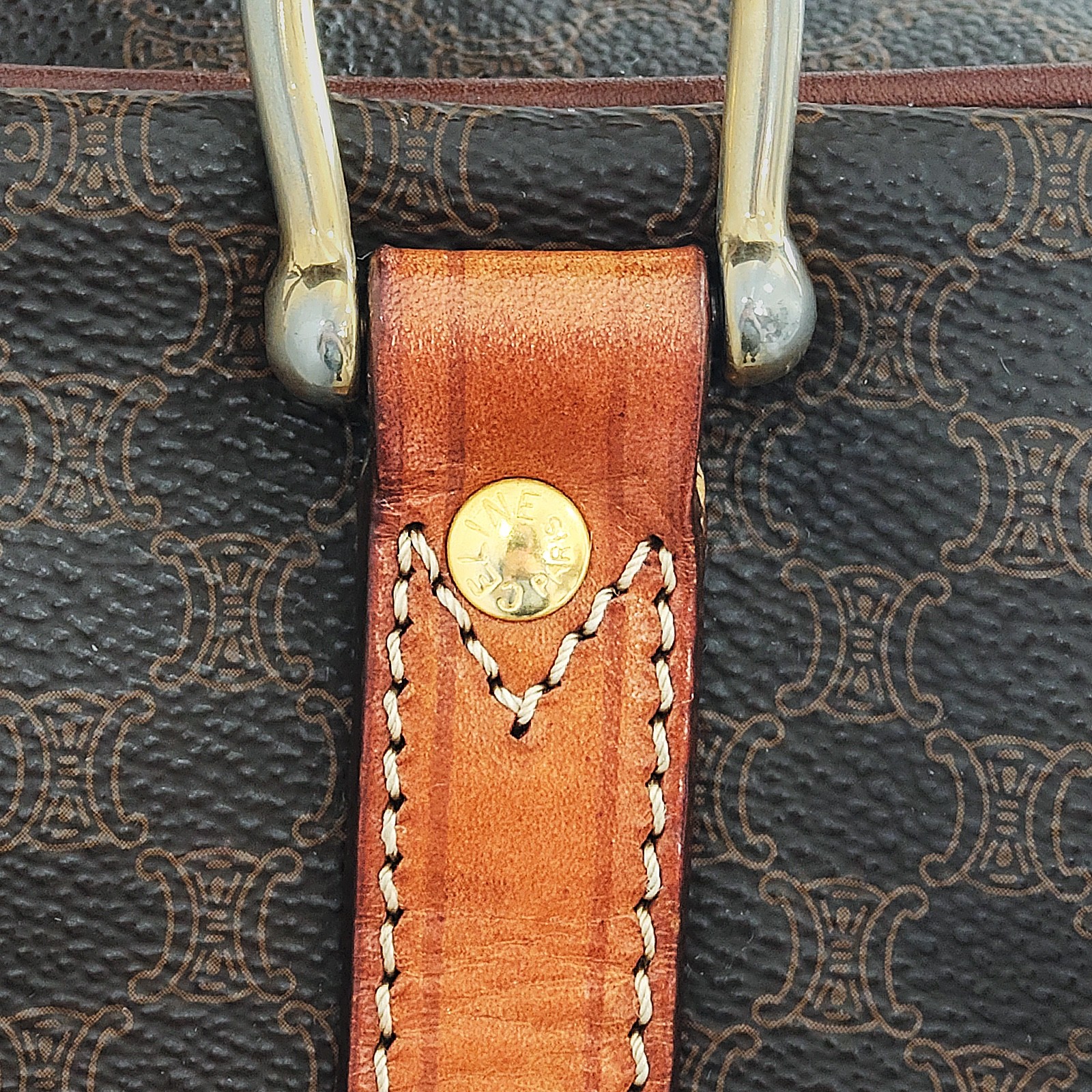 Vintage CELINE Macadam Briefcase Document Bag Coated Canvas Leather Italy 90s