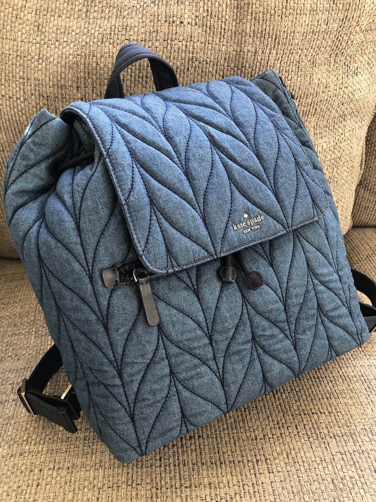 Black Friday SALE kate spade Ellie Denim Flap WKRU6004 Backpack Retail $300