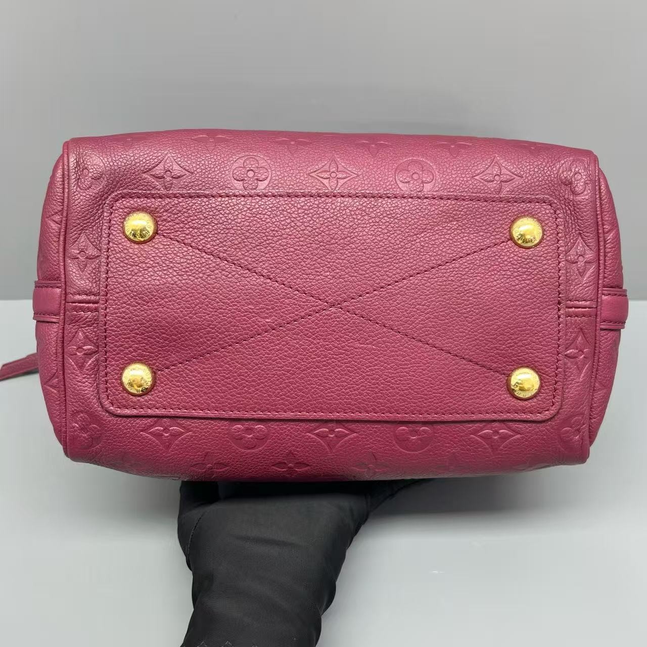 Louis Vuitton Speedy Bandoulière 25 Burgundy Monogram Empreinte Leather Auth