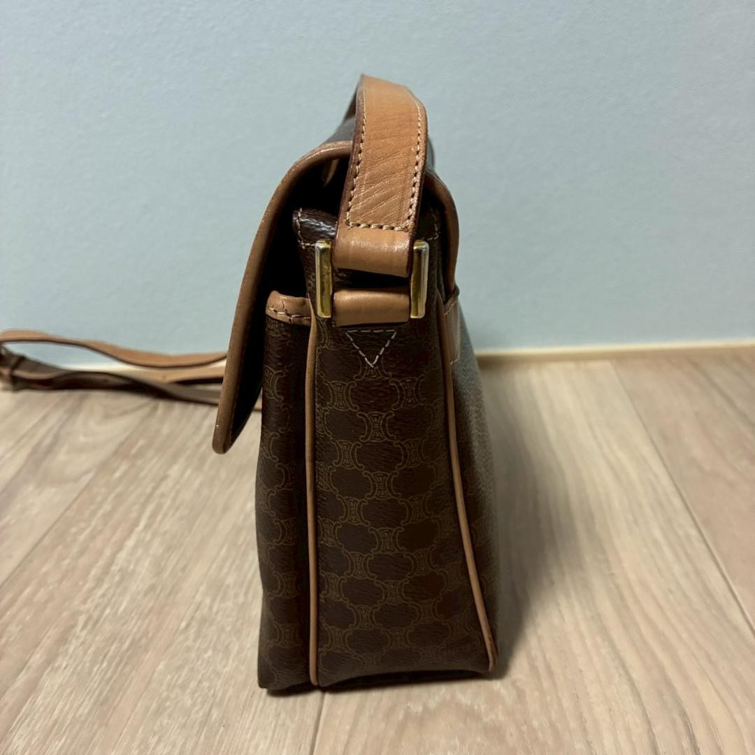 CELINE Macadam Brown Canvas Mini Shoulder Bag Missing Hardware Auth From Japan