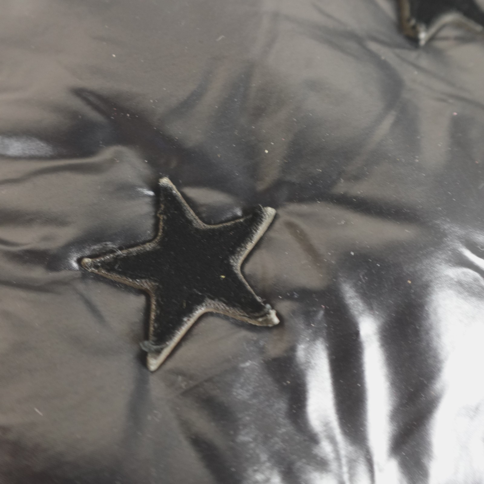 Stella McCartney Falabella Go Tote Bag Black Nylon Velvet All Over Stars Puffy