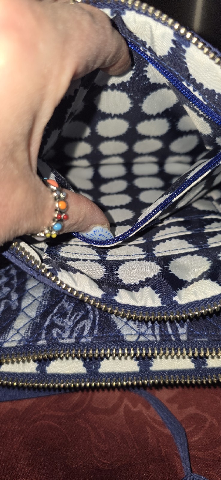Vera Bradley Crossbody Bag RFID, Indigo Blue, 2 In 1 Cotton Mini Quilted