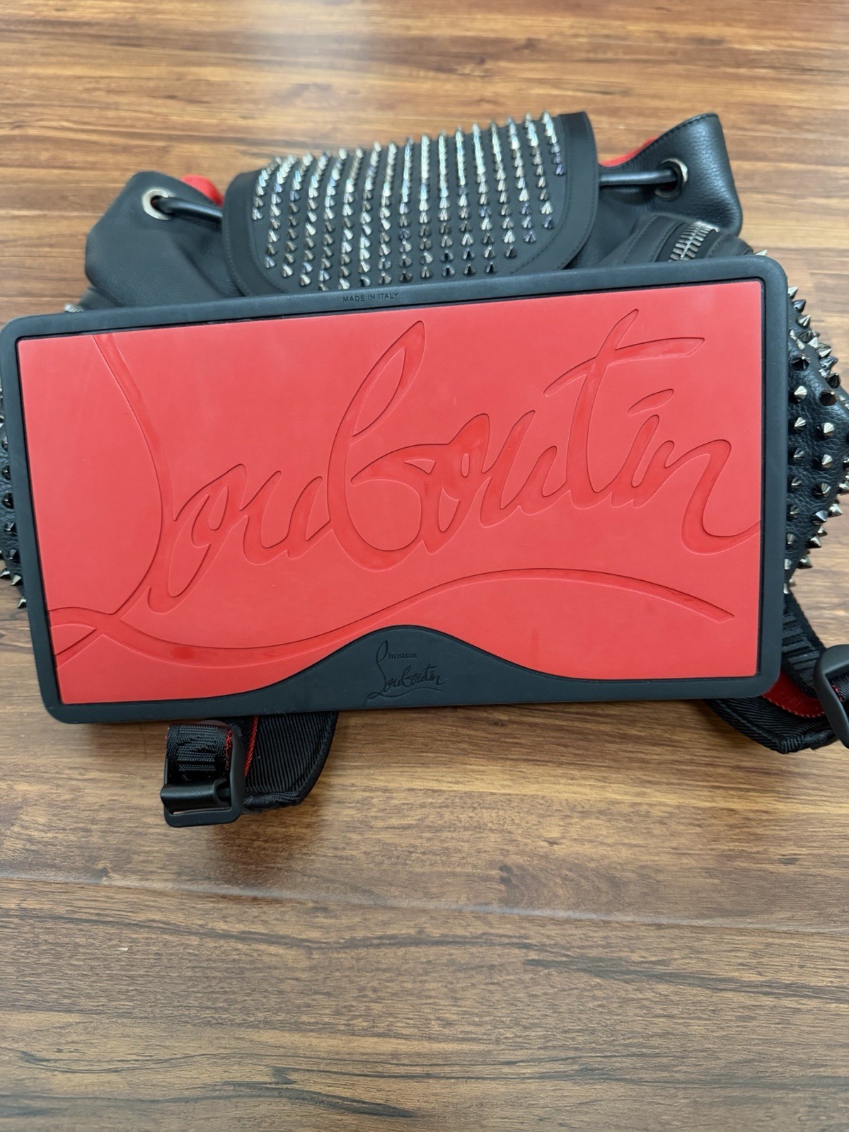 Christian Louboutin Studded Backpack Black/Red with Dust Bag