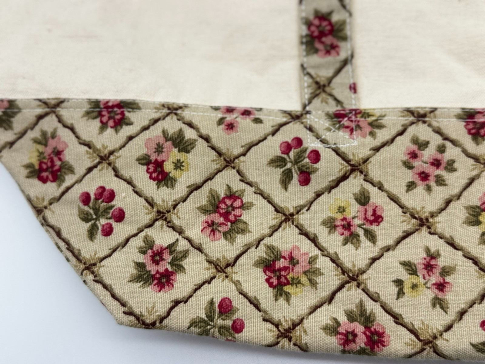 Longaberger Embroidered Canvas Casserole Tote Bag Floral LARGE 15H x 26L x 9.5W