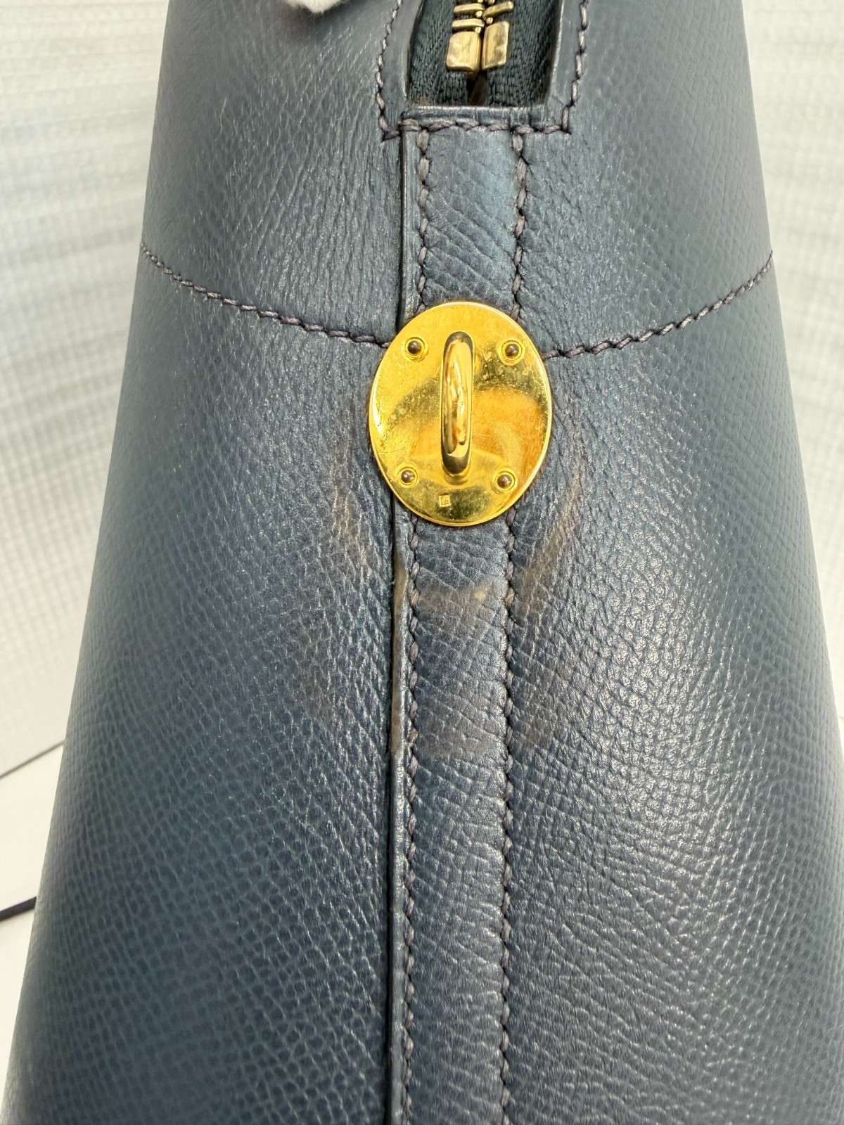 Hermes Bole 35 Shoulder Bag Silver Blue □C Women’s