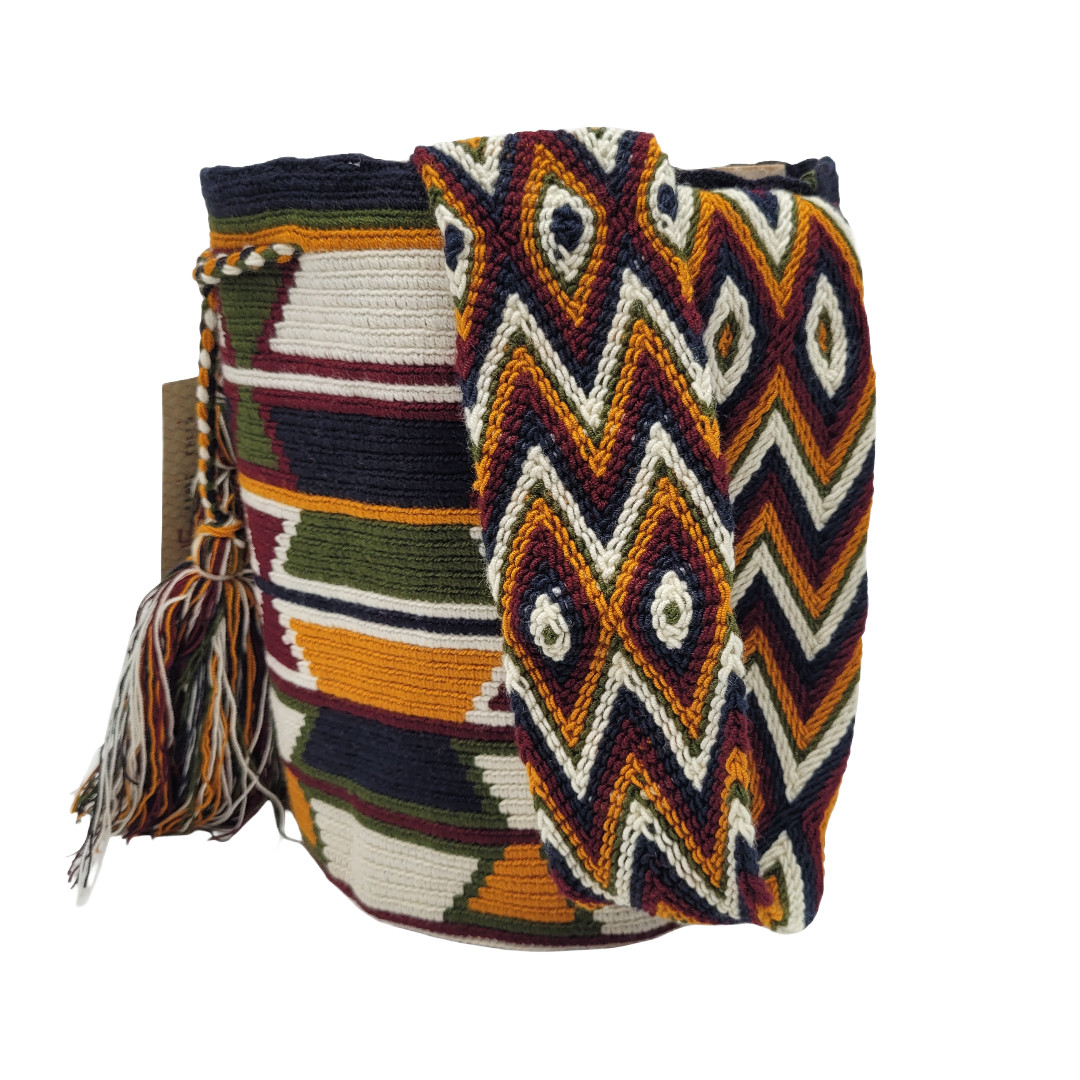 Colombian 🇨🇴 MANY COLORS Handmade Large Wayuu Tribe Mochila Bucket Boho Bag