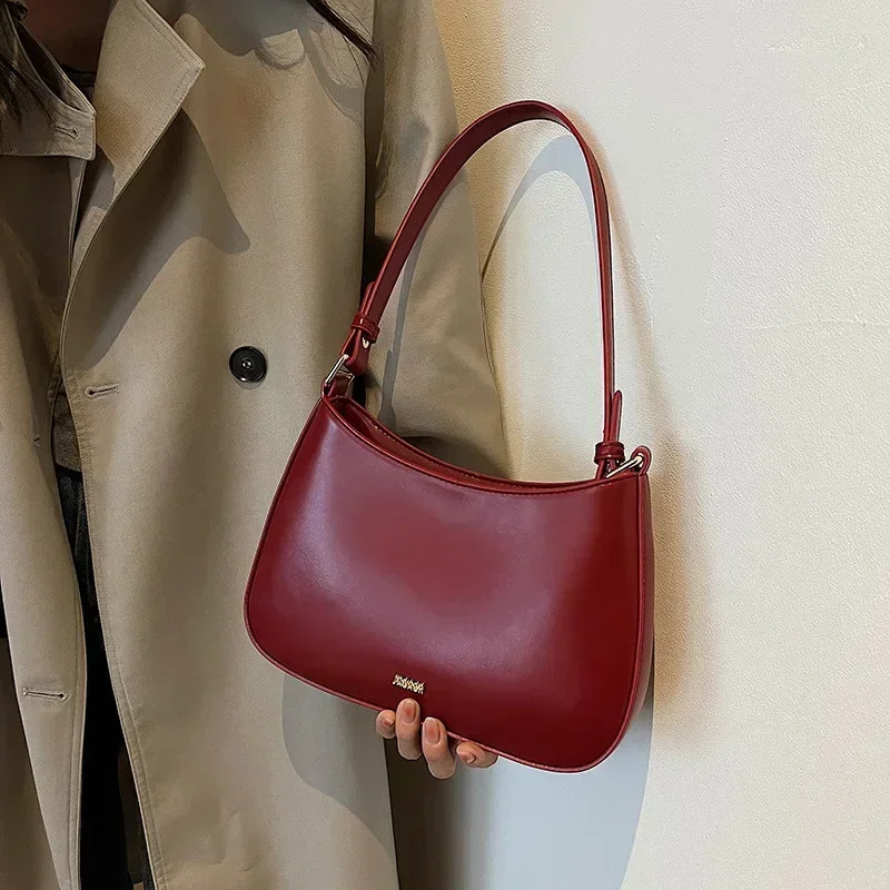 Red Underarm Shoulder Bags for Women 2024 New Texture Leather Crossbody Bag