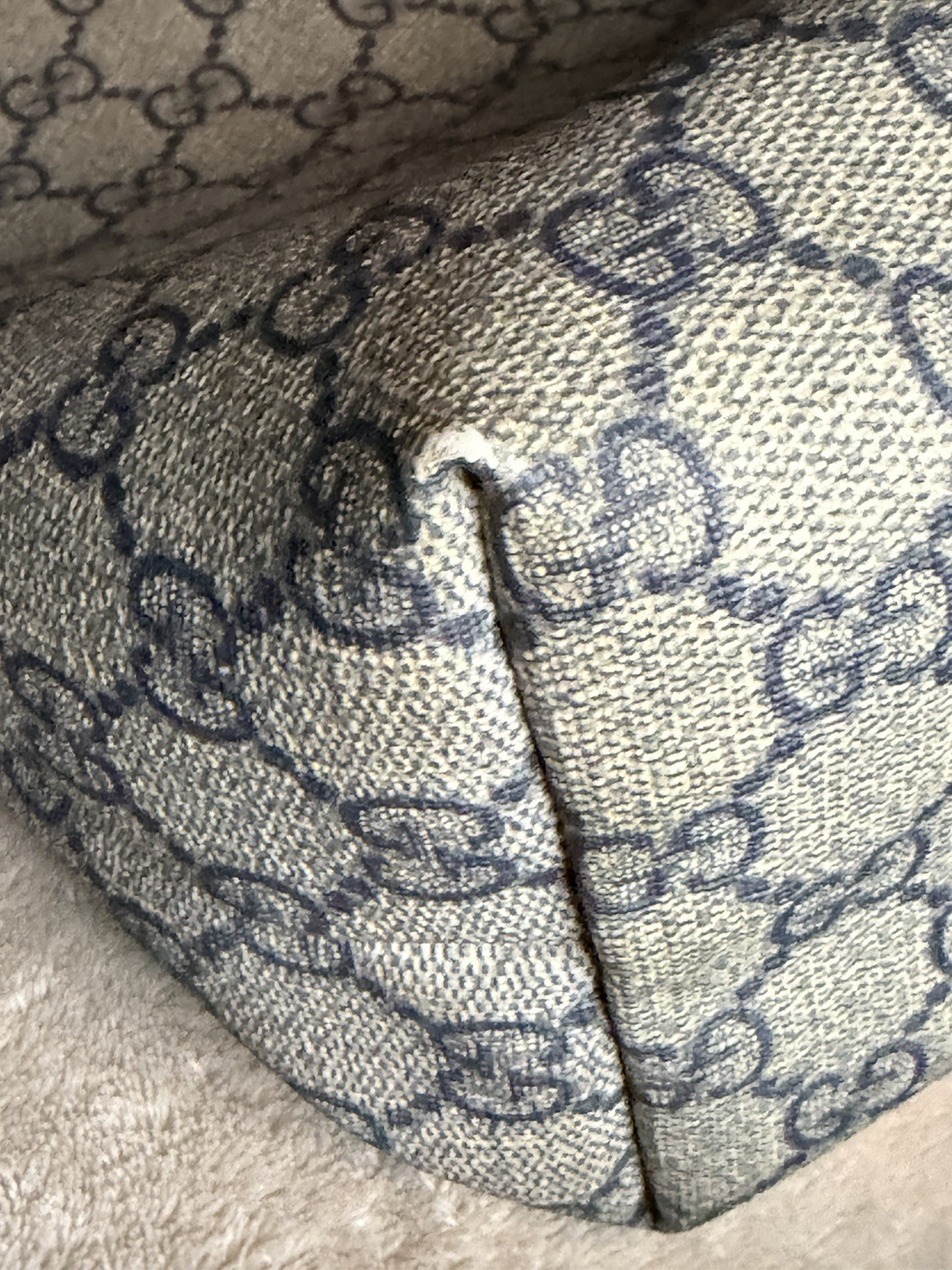Gucci GG Supreme Monogram Navy Shopping Tote Purse Bag NICE Vintage