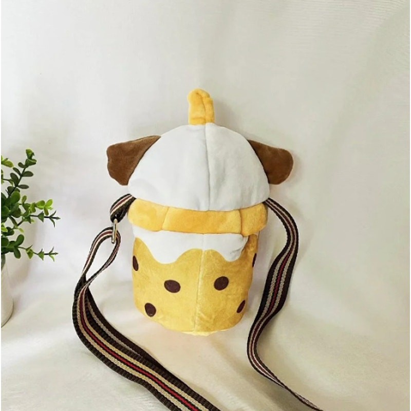 Cute Cookie Milk Tea Puppy Crossbody Bag Soft Plush Dog 2 in 1 Kids Gift