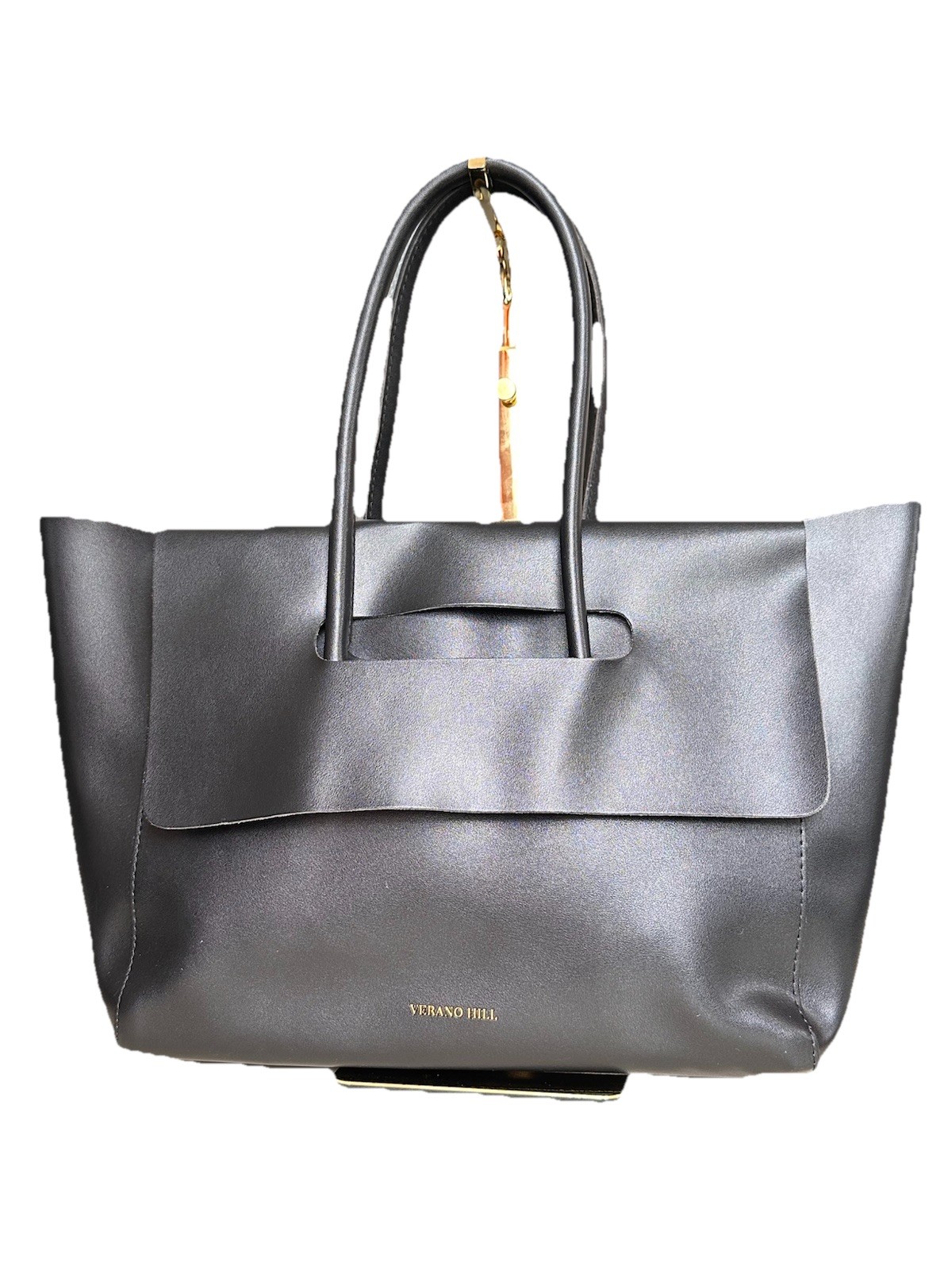 Verano Hill Katherine Retro Tote Shoulder Bag Black Vegan Leather BRAND NEW