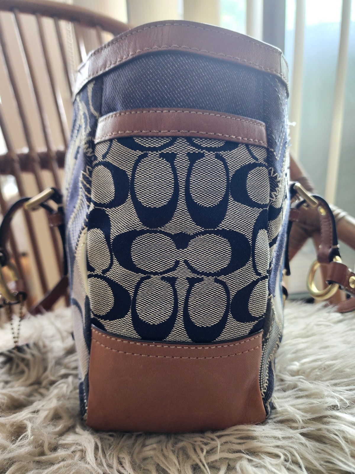 Coach Denim Signature Indigo Patchwork Gallery Tote Y2K