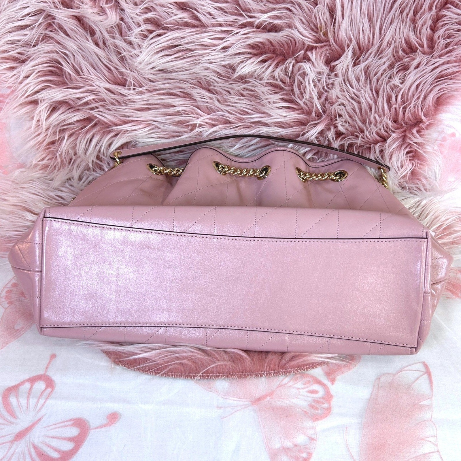 NEW Coach Evelyn Quilted Leather Shoulder Bag Carnation Pink Gold Chain CDR00