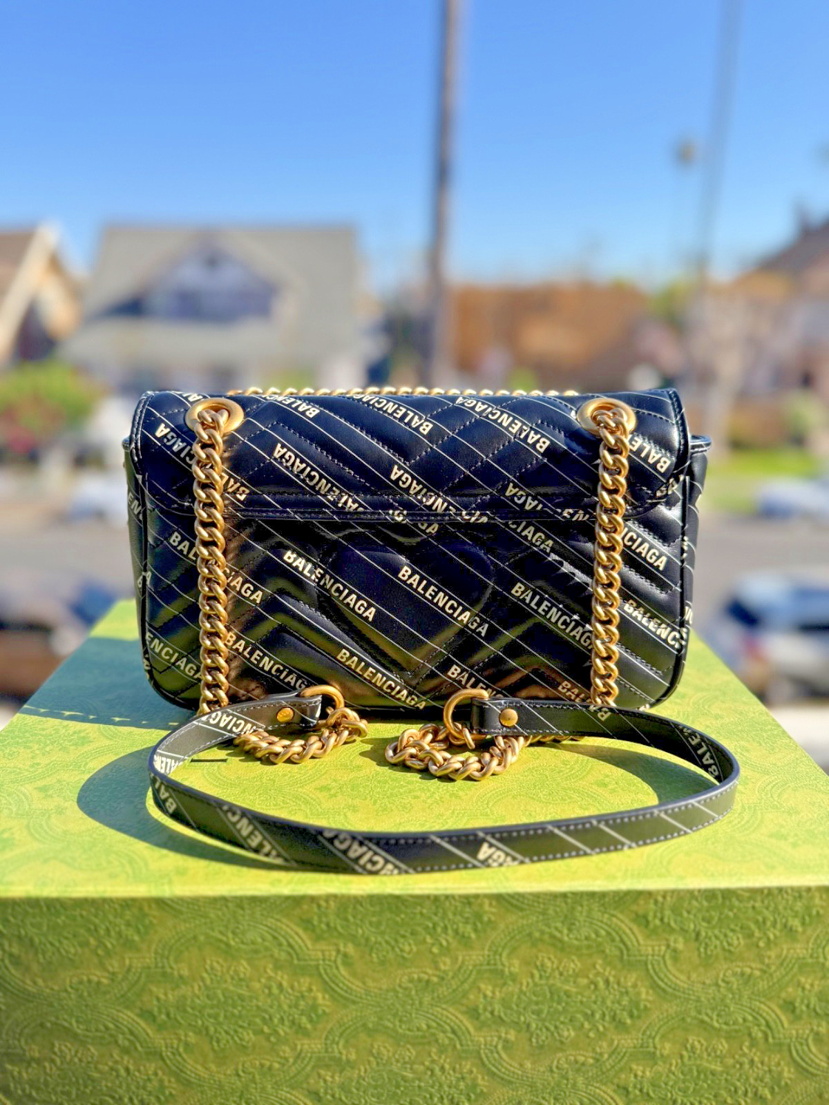 Gucci x Balenciaga The Hacker Project GG Marmont Medium Flap Bag – Black & White