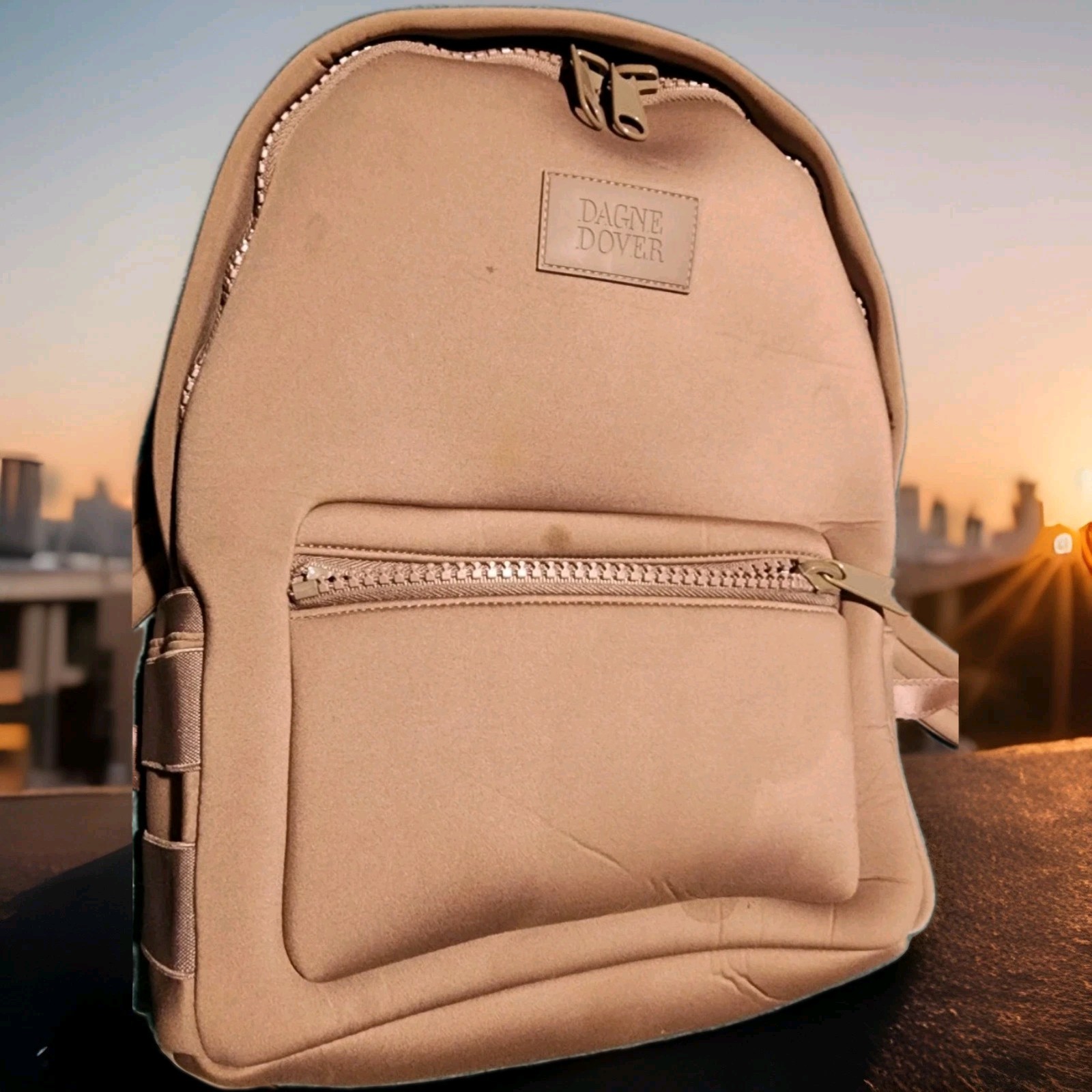 Dagne Dover Dakota Neoprene Backpack – Medium – Dune Taupe Pink – 13 Laptop Bag