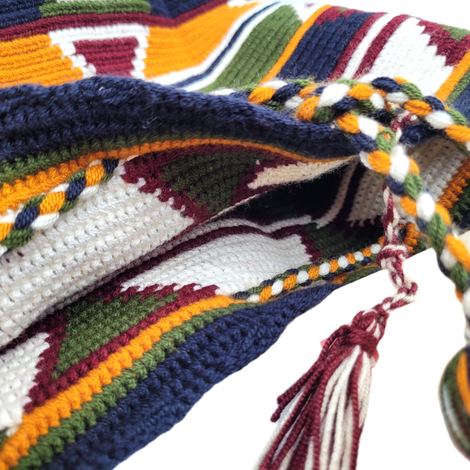 Colombian 🇨🇴 MANY COLORS Handmade Large Wayuu Tribe Mochila Bucket Boho Bag