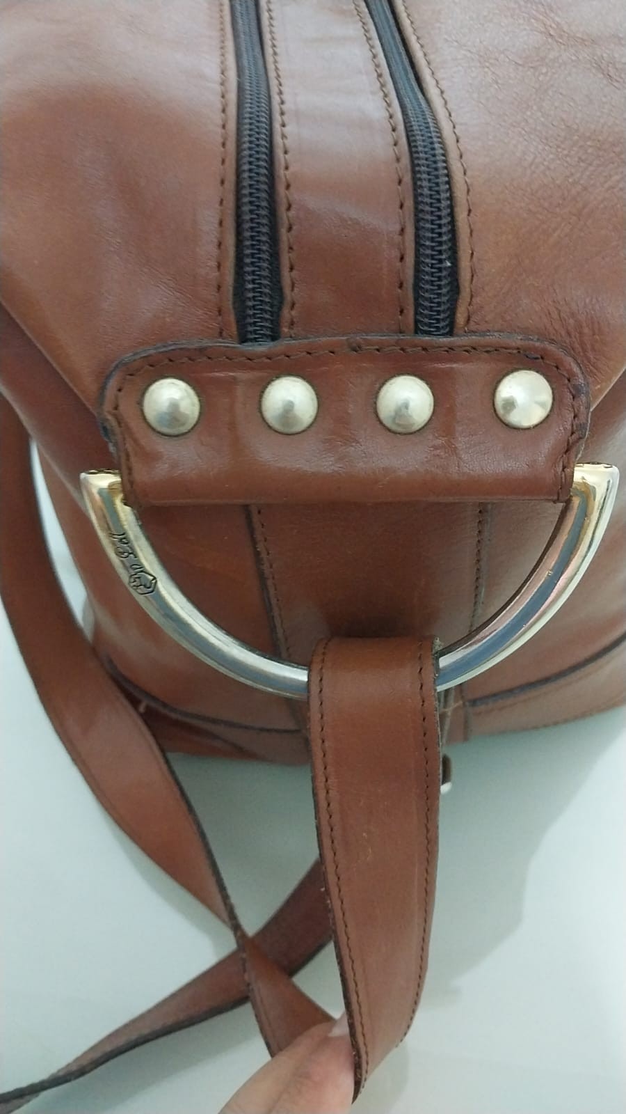Vintage VALENTINA Italy Genuine Brown Leather Sling Backpack Rucksack Bag